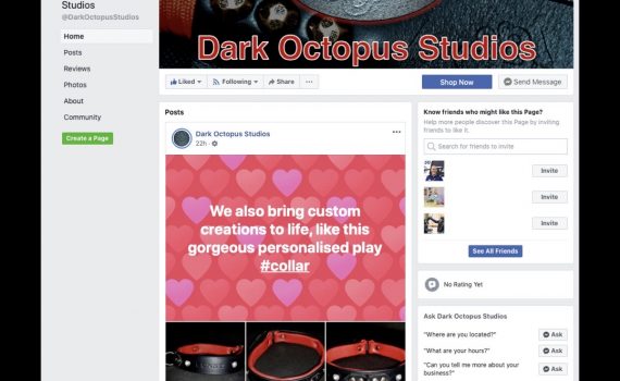 Screenshot of Dark Octopus Studios Facebook Page